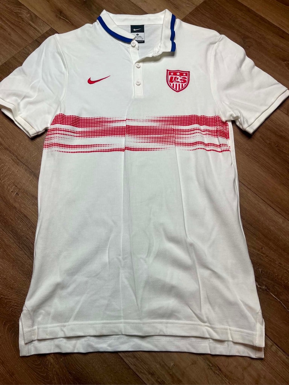 Nike USA Soccer Jersey Polo Shirt White Red Stripe US Crest Men's Size S